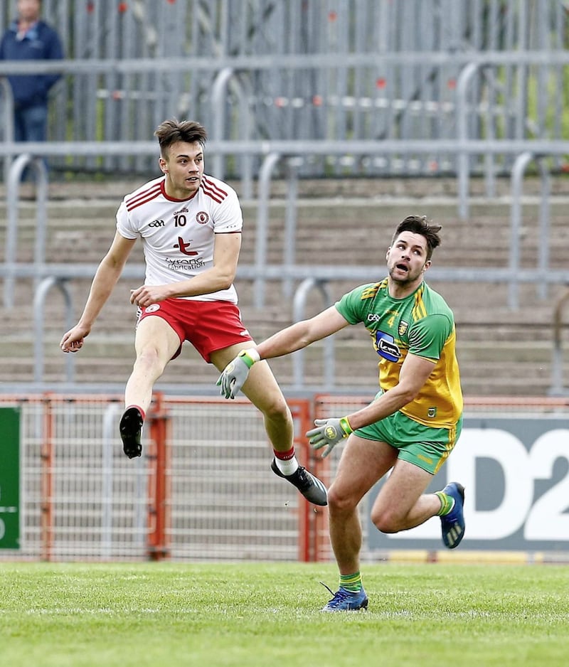 Paul Donaghy scored 0-10 on his debut for Tyrone in last year&#39;s League opener against Donegal but has struggled for game-time since then 