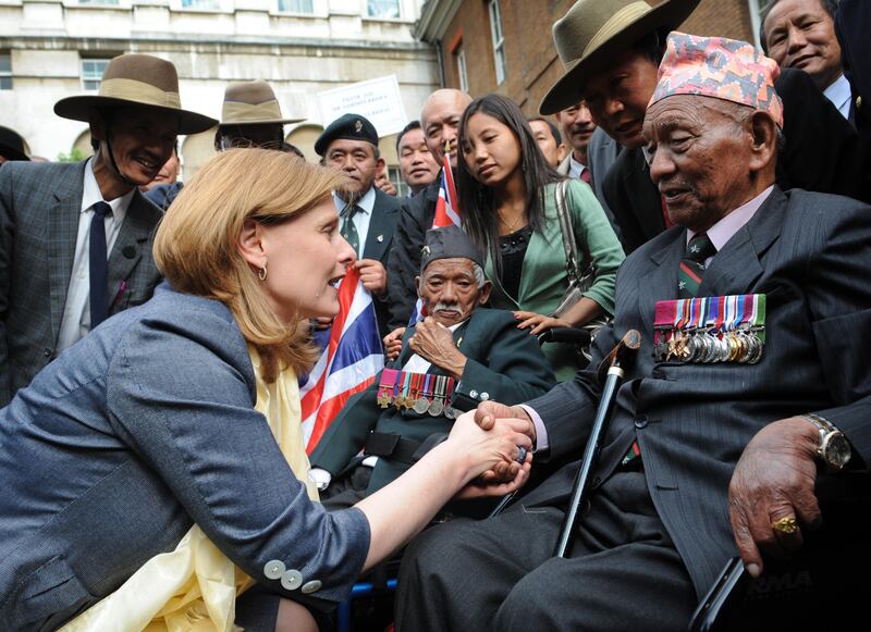 Sarah Brown meeting with Gurkhas in the garden of Downing Street