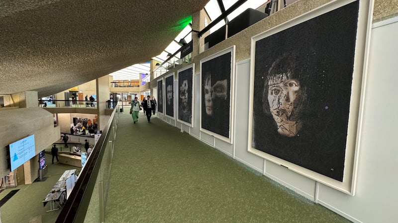 Ai-Da portrait of Alan Turing at the United Nations