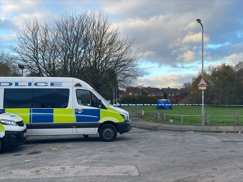 Police at the scene a day after the attack