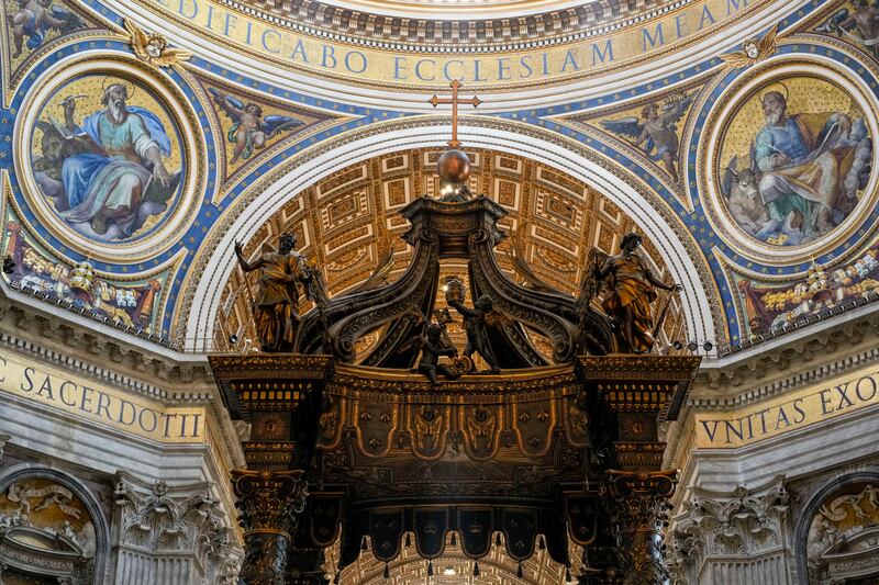 A view of the top part of the 17th century bronze canopy (Andrew Medichini/AP)