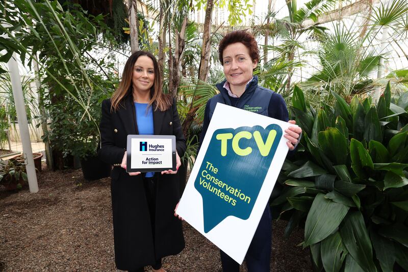 Dianne Keys, pictured right, helping launch the joint initiative between The Conservation Volunteers and Hughes Insurance to grow 70,000 trees