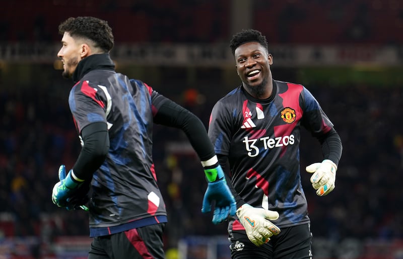 Altay Bayindir, left, got the start against Rangers after Andre Onana’s mistake against Brighton