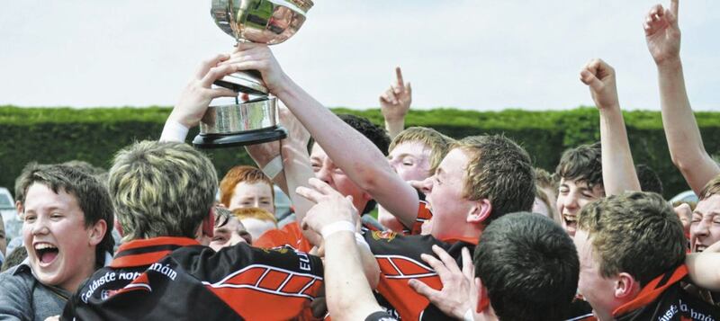 St Eunan&rsquo;s, Letterkenny celebrate after clinching the BT Corn Colmcille title for the first time since 2004 with victory over St Paul&rsquo;s, Bessbrook 