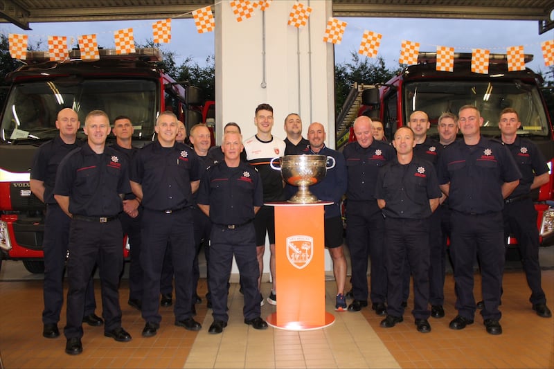 Armagh All-Ireland winning footballer Niall Grimley visited Armagh Fire Station as a member of The Road Ahead support group, set up to support those affected by road collisions in Northern Ireland