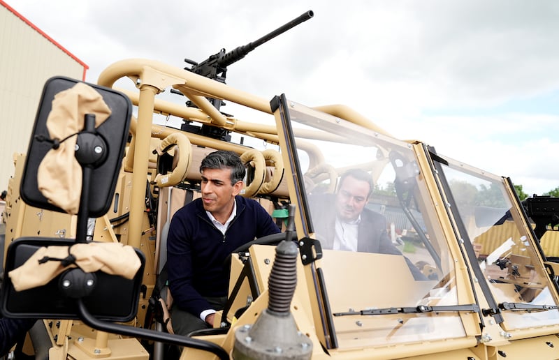 Prime Minister Rishi Sunak, pictured on a visit to defence vehicle manufacturer Supacat in Exeter, wants to introduce a new form of national service