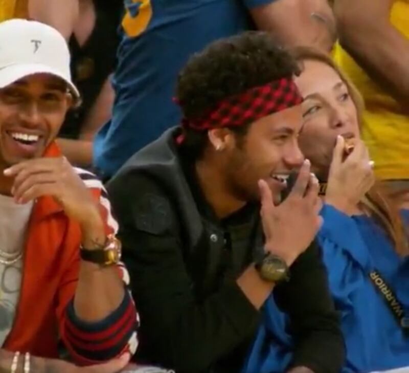 Lewis Hamilton and Neymar at the NBA Finals