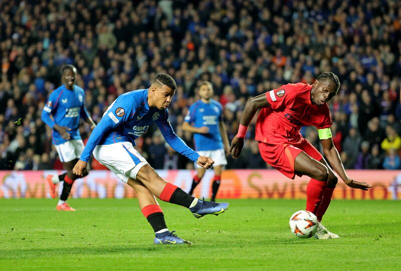 Hamza Igamane, left, rounded off Rangers’ win over FCSB