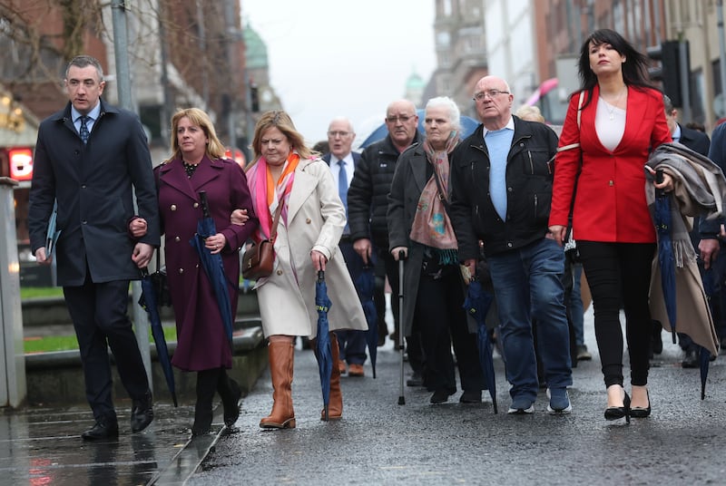 Families arrives for judgment hearing on the lawfulness of the legacy act At Belfast High Court on Wednesday.
PICTURE COLM LENAGHAN