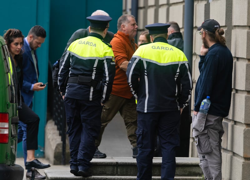 (Please check may be a fee for future usage)
22/08/24  Martin McCauley (wearing orange top) pictured at the High Court in Dublin this morning where he appeared to face an extradition warrant...Picture Colin Keegan, Collins Dublin