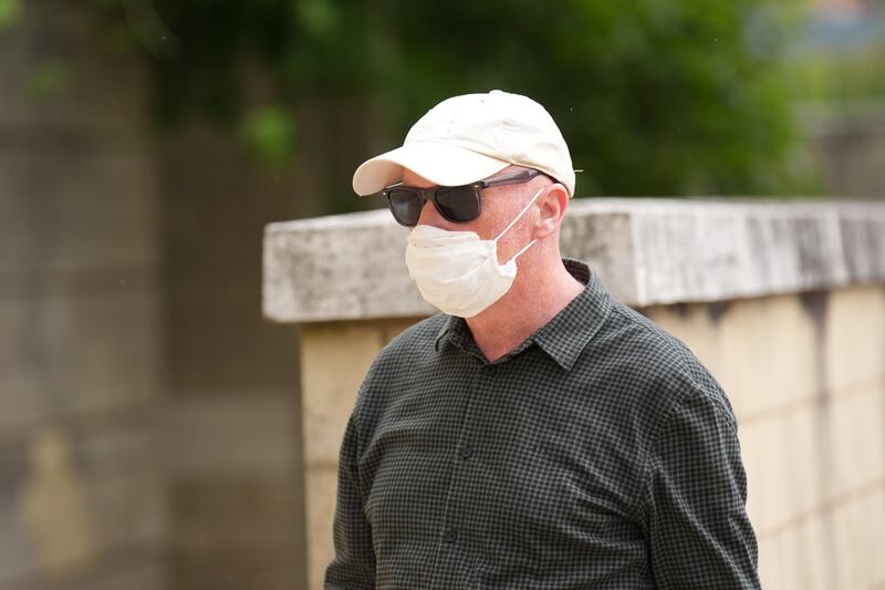 Tory councillor Raymond Connolly arriving at Northampton Crown Court, where his wife Lucy was remanded in custody