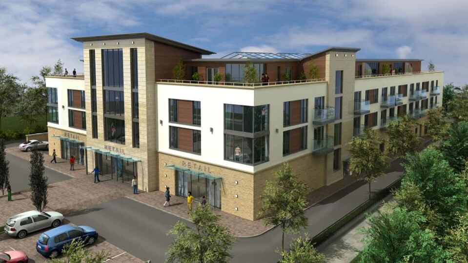 A digitally rendered impression of the new apartment and retail scheme proposed for Cookstown.