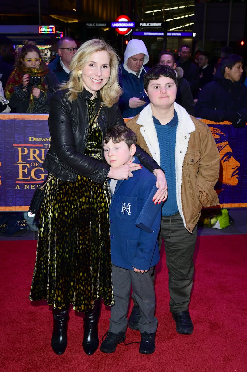Sally Phillips and her sons