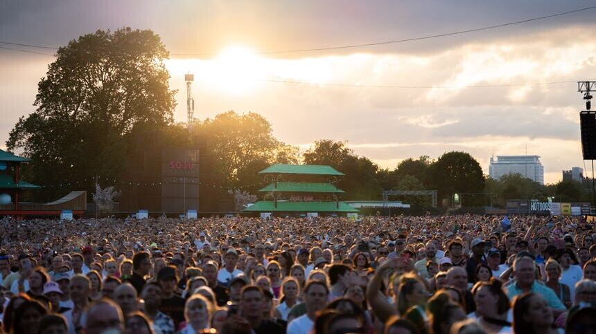 Crowds watch P!nk performing at BST Hyde Park (James Manning/PA)