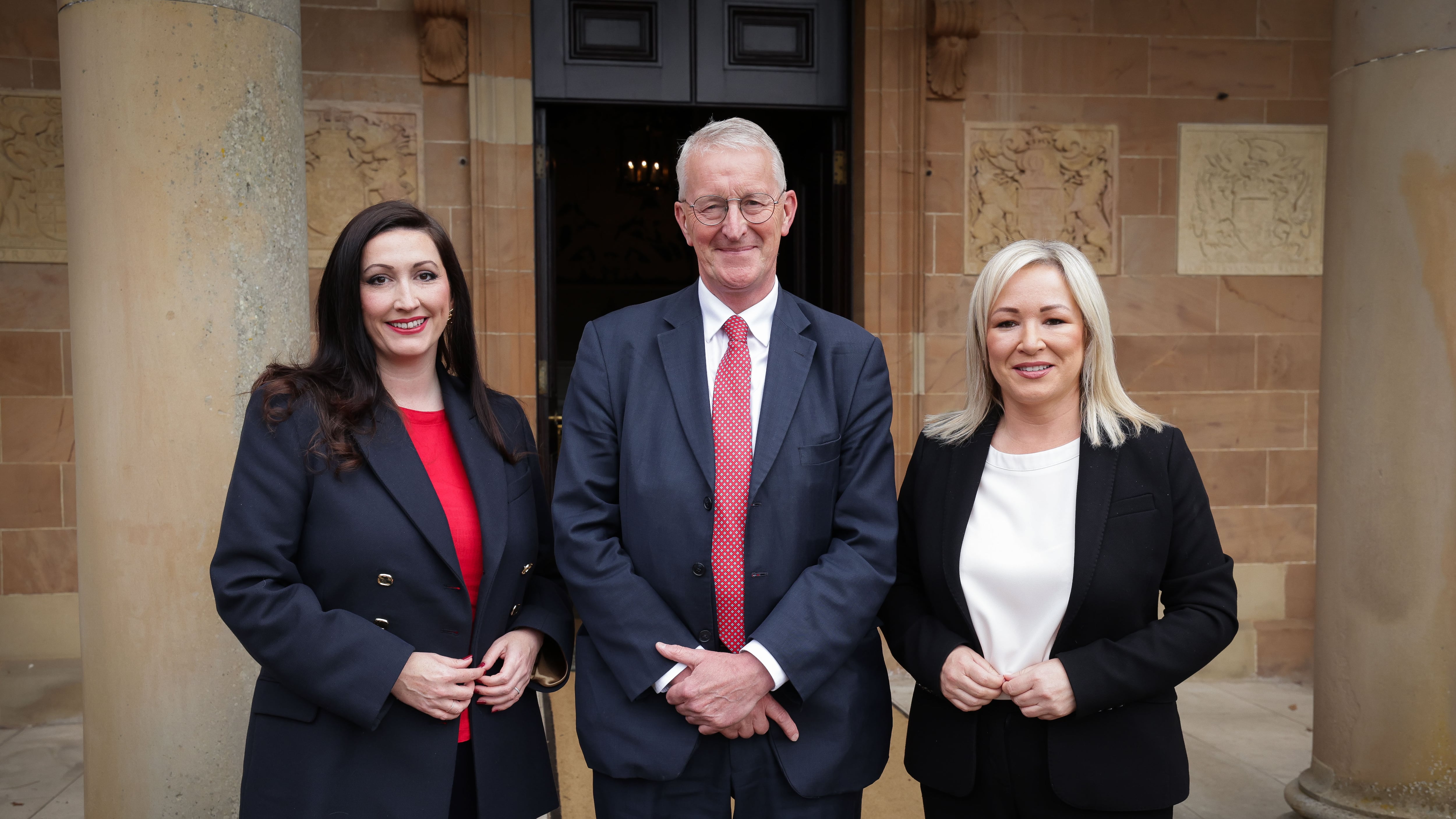 The new Secretary of State for Northern Ireland, Hilary Benn MP, is pictured meeting First Minister Michelle O’Neill and deputy First Minister Emma Little-Pengelly at Hillsborough Caste on Saturday evening Photo by Kelvin Boyes / Press Eye.