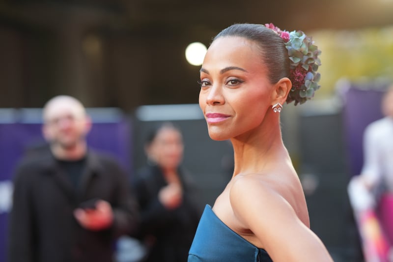 Zoe Saldana attends the BFI London Film Festival gala screening of Emilia Perez