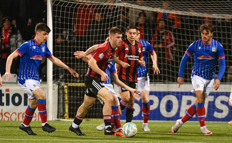 PACEMAKER PRESS BELFAST 08-10-24
County Antrim Shield 1/4 Final
Crusaders v Linfield
Kieran Offord of Crusaders during this evening’s game at Seaview Stadium, Belfast.
Photo - Andrew McCarroll/ Pacemaker Press