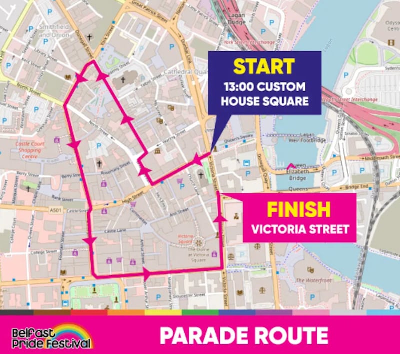 Belfast Pride Parade route 2024