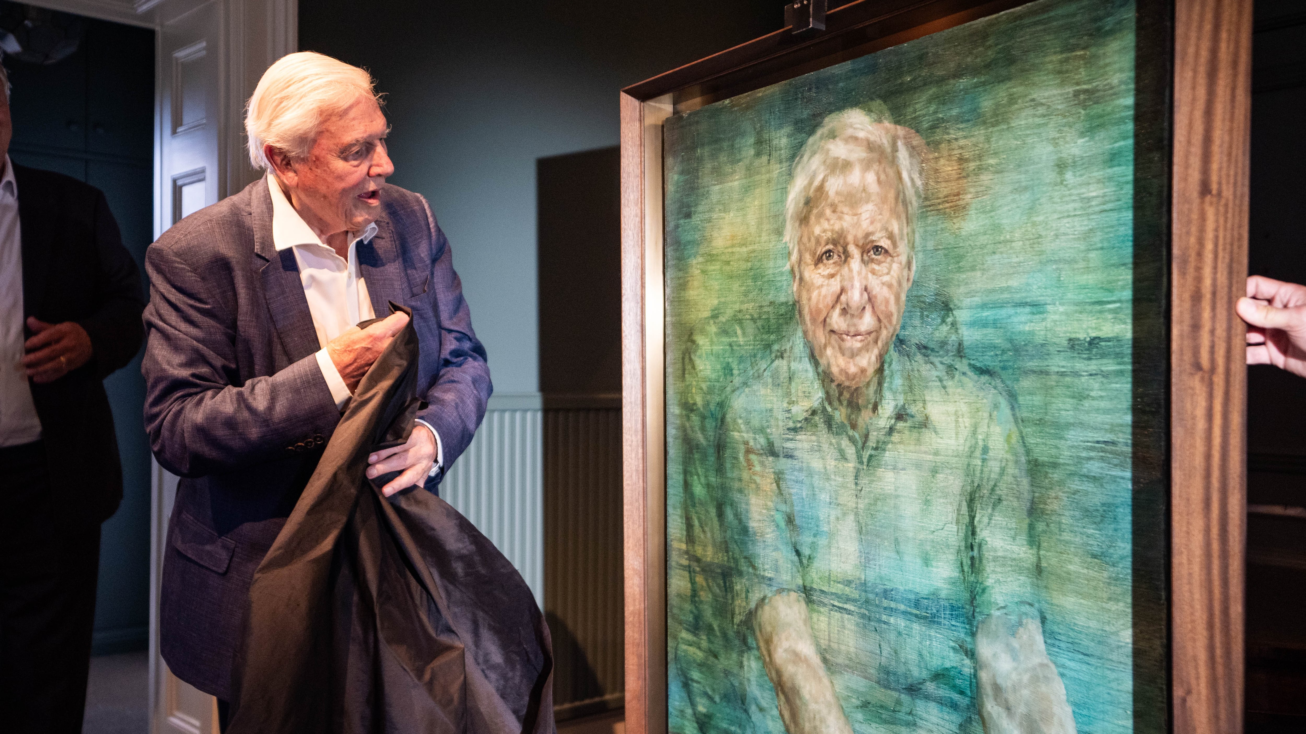 Sir David Attenborough during the unveiling of a portrait of the broadcaster and conservationist painted by Jonathan Yeo, at a private ceremony at the Royal Society in London