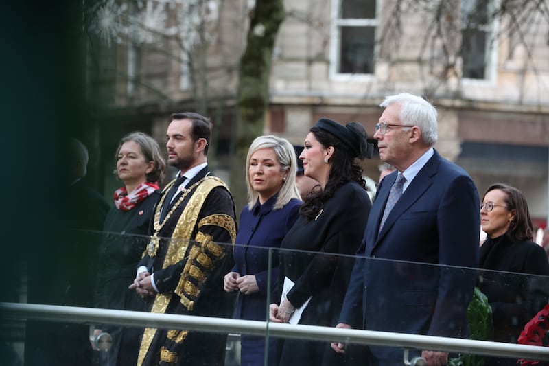 Remembrance Sunday: Sinn Fein First Minister Michelle O’Neill lays wreath in Belfast for first time. PICTURE: MAL MCCANN