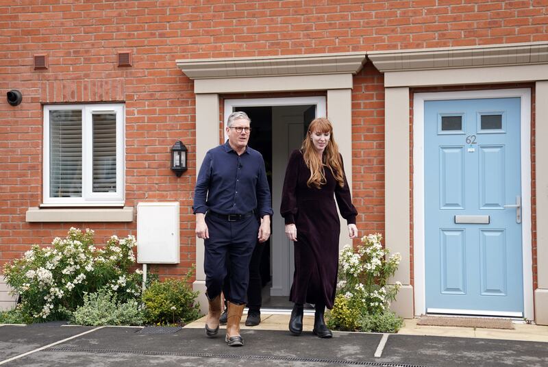 Labour leader Sir Keir Starmer and deputy leader Angela Rayner during a visit to a housing development in the Nightingale Quarter of Derby, to set out Labour’s five ‘golden rules’ for building on the green belt