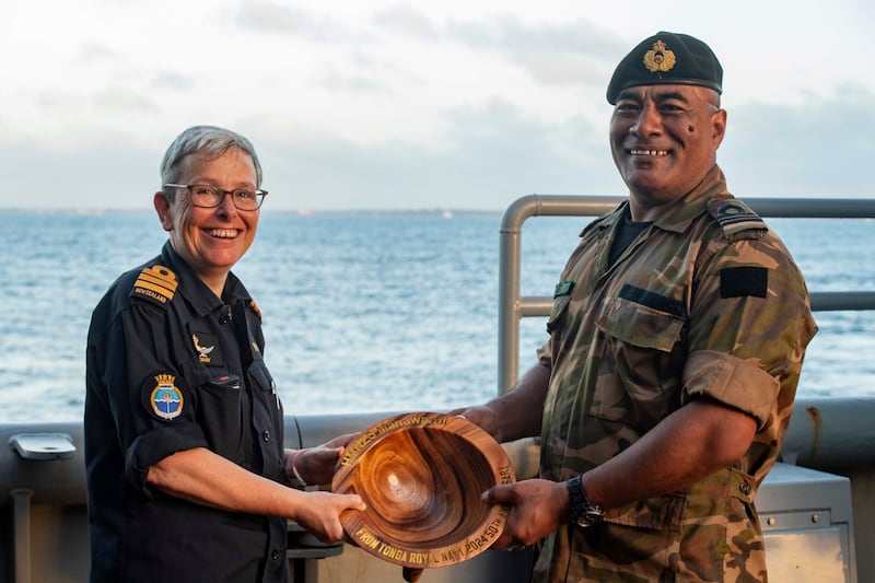 Commander Yvonne Gray, left, was in charge of the vessel which sank (New Zealand Defence Force via AP)