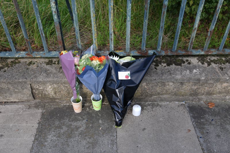 Flowers at the scene near the A20 and Kidbrooke Park Road in Eltham