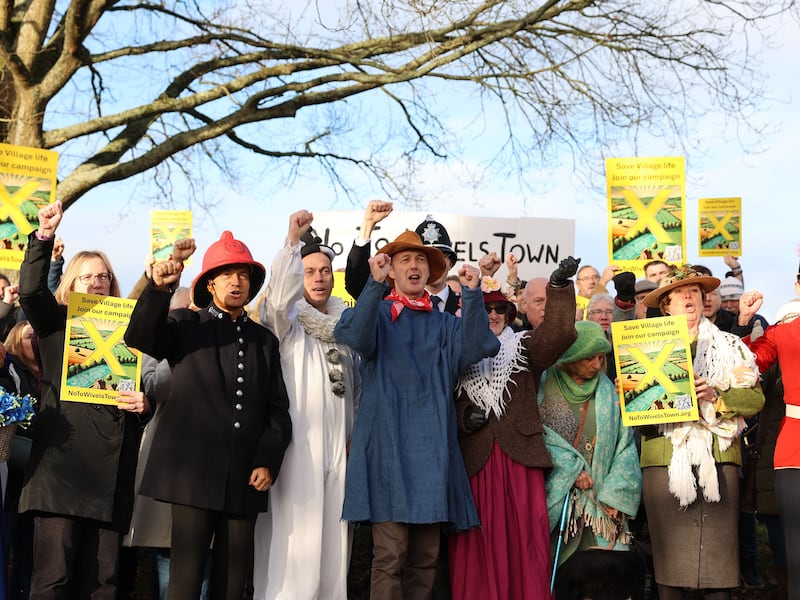 No To WivelsTown campaigners dressed up as characters from Camberwick Green to make the case to “save village life”.