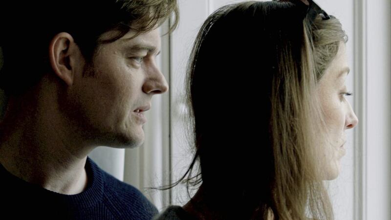 Sam Riley and Alexandra Maria Lara as Burstead family black sheep David and his partner Hannah 