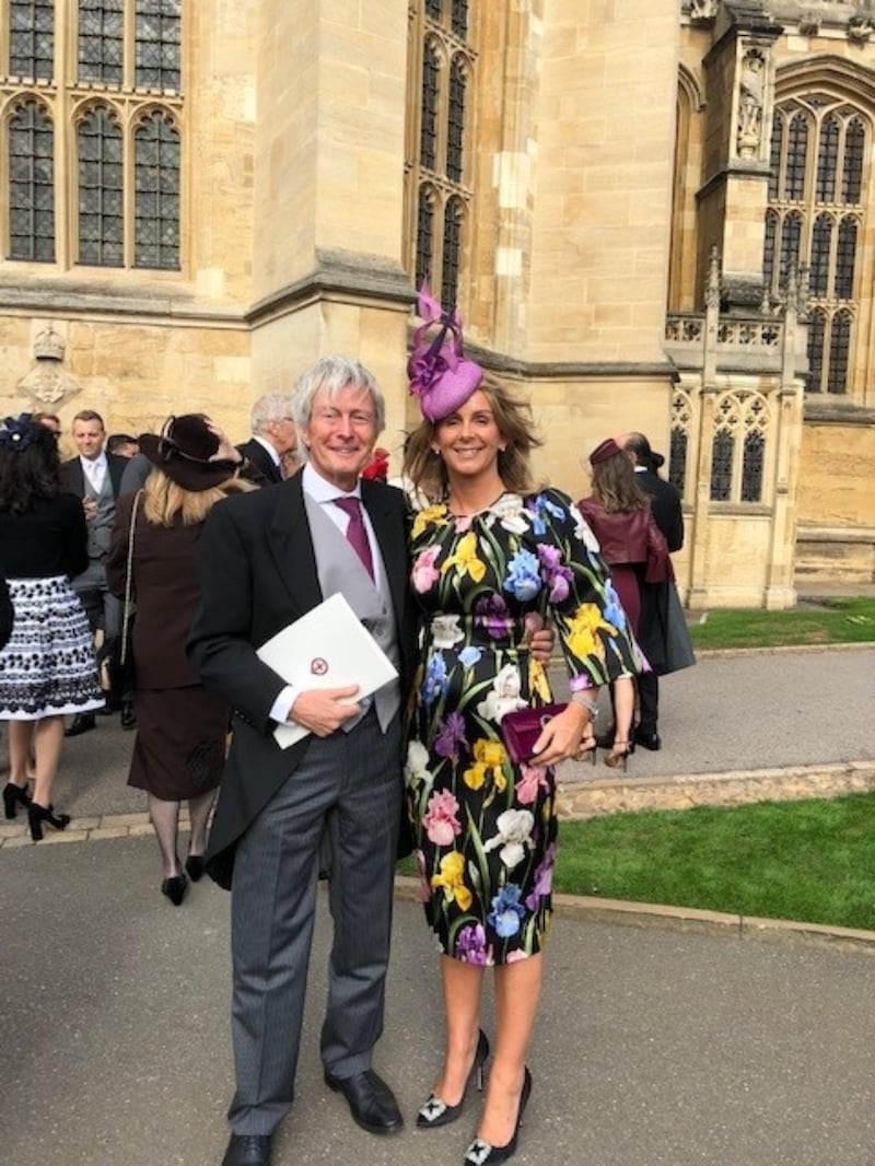 Paul and Selena Tweed at Windsor Castle as guests at the wedding of Princess Eugenie's and Jack Brooksbank, 2018