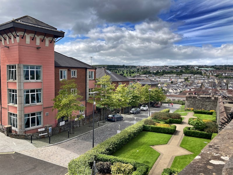 The old peoples home situated on the corner of Nailers Row above the Bogside in Derry, after Saturday nights violence in the area. Picture Margaret McLaughlin  12-8-2024