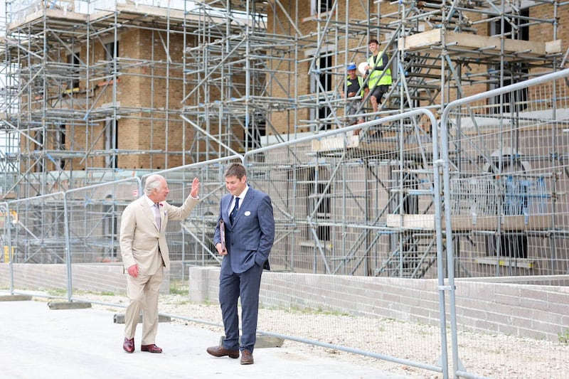 Charles on a visit to Poundbury in 2023