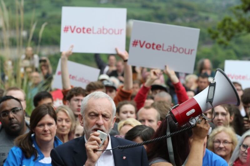 Labour leader Jeremy Corbyn makes a stump speech