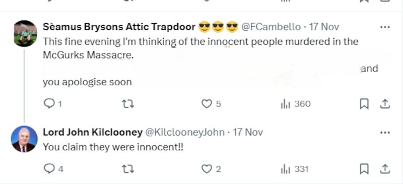 John Taylor appears to question the innocence of McGurk's Bar victims