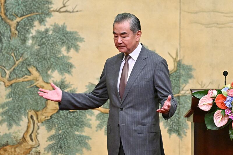 China’s Foreign Minister hosted the event as the nation attempts to grow its role in Middle East diplomacy (Pedro Pardo/Pool Photo via AP)