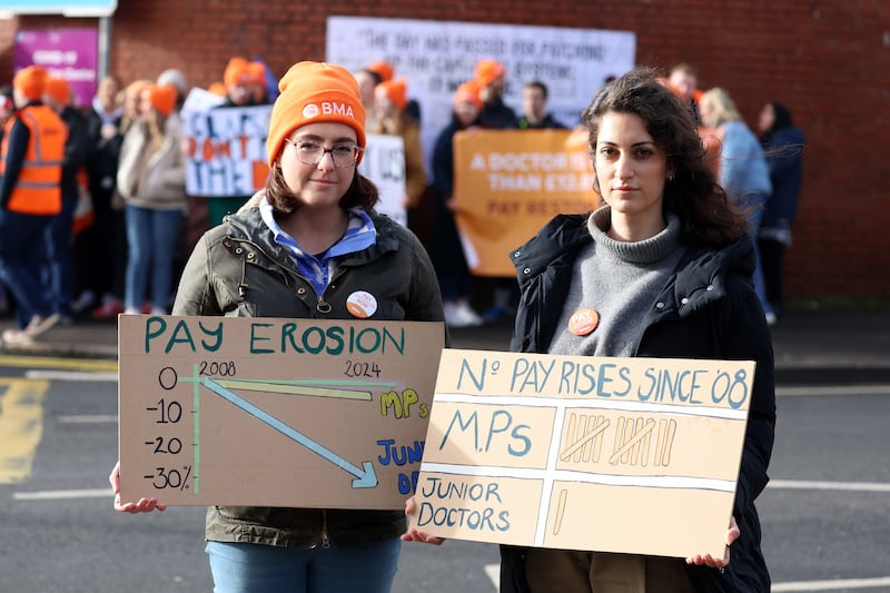 Maeve Middleton, junior doctor with public health agency and Kiana Newman-Zand who works is psychiatry at Lagan Valley Hospital. PICTURE MAL MCCANN