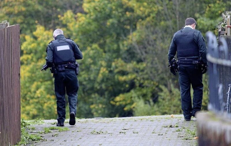 Police carry out searches in Poleglass in west Belfast in 2017 after Arm na Poblachta claimed it had left a bomb in the area