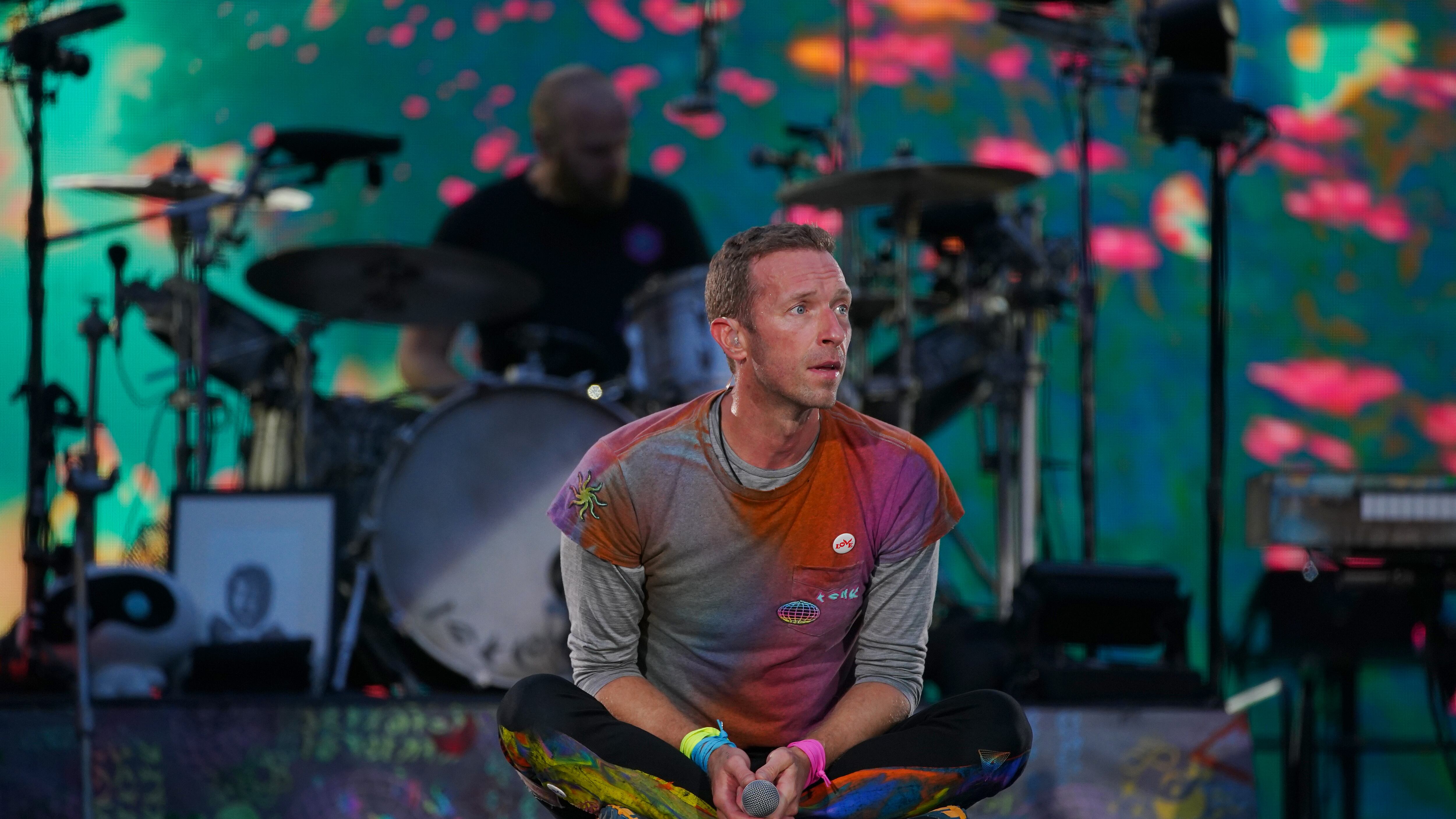 Coldplay in concert at the Manchester Ethiad Stadium