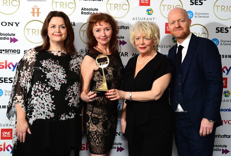 Gavin And Stacey cast members Ruth Jones, left to right, Melanie Walters, Alison Steadman and Jake Wood with an Entertainment Programme Award