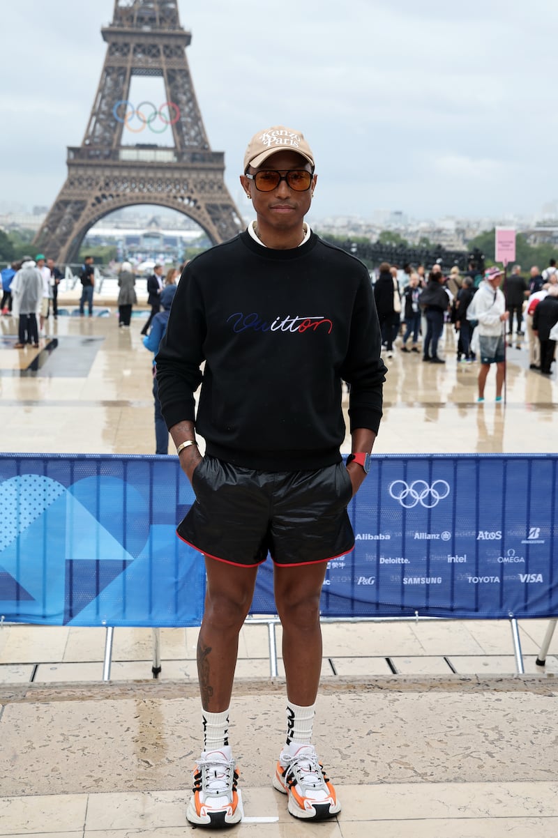 Pharrell Williams arrives at the Trocadero