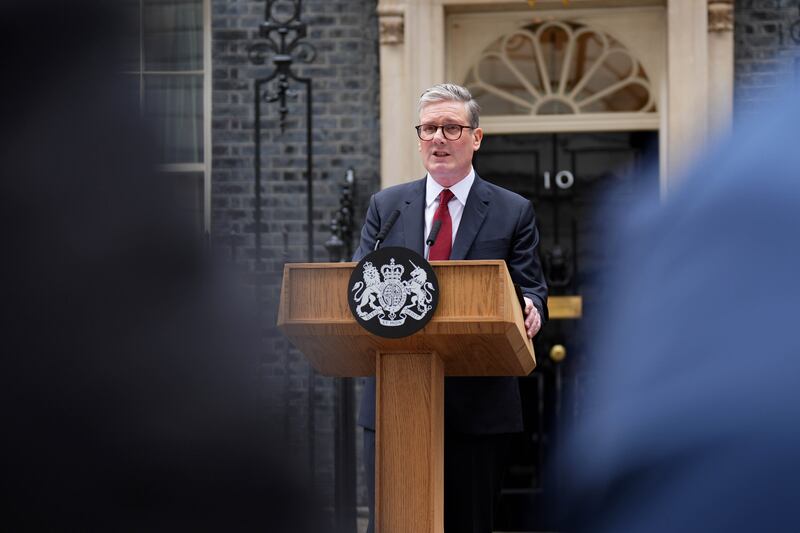 Sir Keir Starmer paid tribute to Rishi Sunak being the first Asian prime minister of the country in a speech outside 10 Downing Street