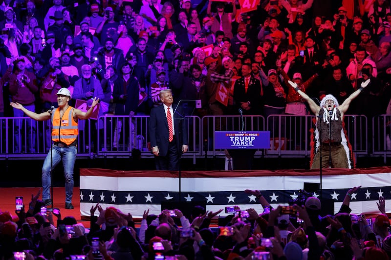 Village People performed one of Trump's favorite rally songs, “Y.M.C.A.,” after his speech at Capital One Arena on Sunday