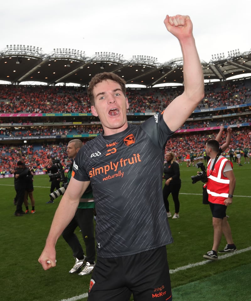 Armagh's Jarlath Og Burns celebrates the win over Kerry