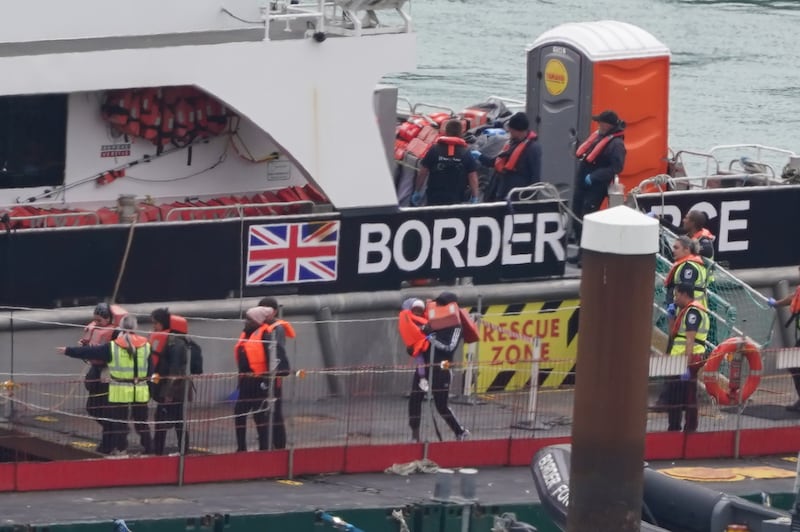 Migrants were brought ashore in Dover, Kent, on Monday as crossings resumed after a six-day hiatus due to poor weather