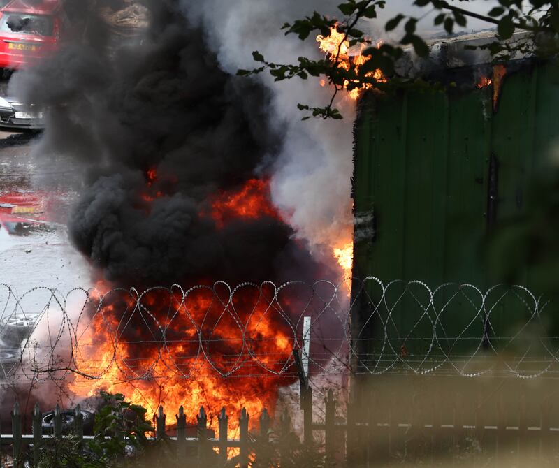 NIFRS at the scene of a fire in Mallusk.
PICTURE COLM LENAGHAN