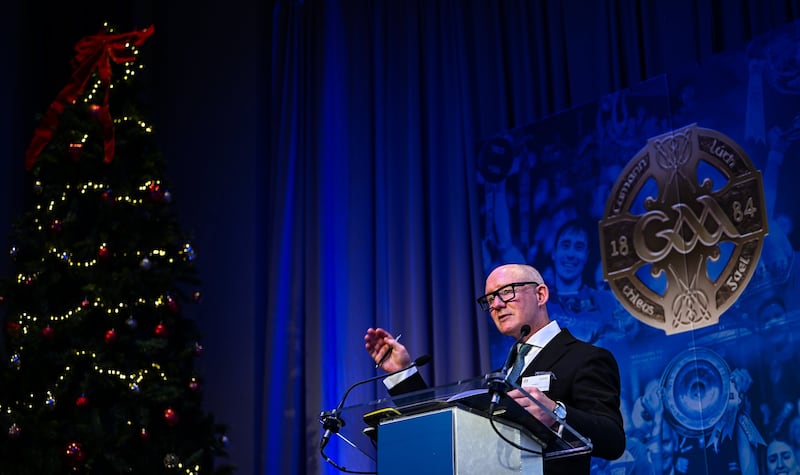 Football Review Committee chairman Jim Gavin explains the benefits of one of the FRC proposals to delegates at GAA Special Congress in Croke Park. Picture: Sportsfile