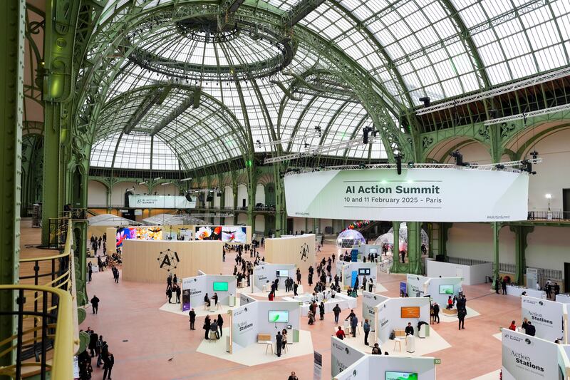 People take part in the Artificial Intelligence Action Summit at the Grand Palais in Paris (Sean Kilpatrick/The Canadian Press via AP)