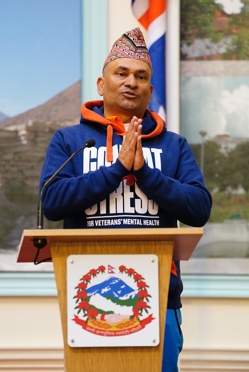 Restaurant owner Sujan Katuwal at the Embassy Of Nepal at the start of the challenge