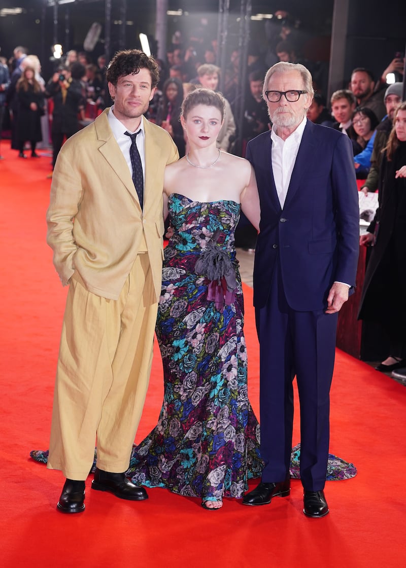 James Norton, Thomasin McKenzie and Bill Nighy at the BFI London Film Festival gala screening of Joy