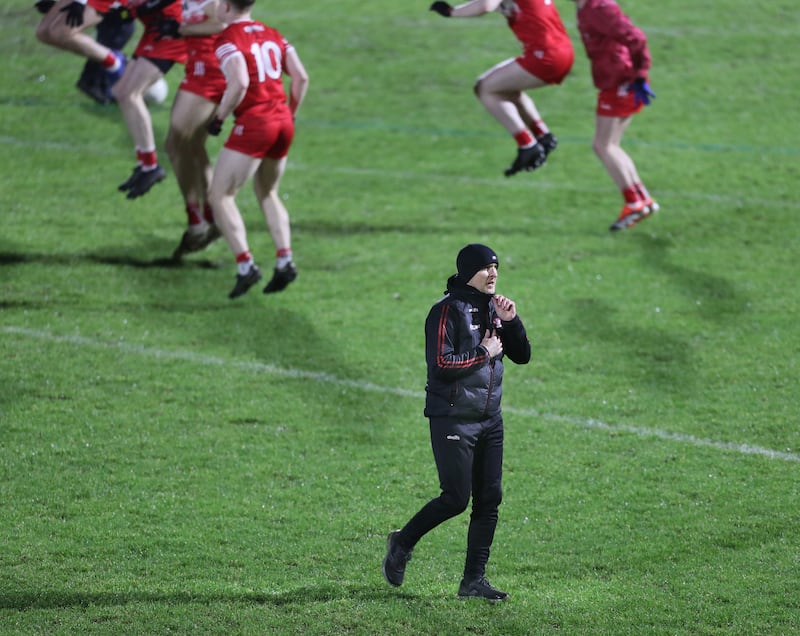 Derry manager Paddy Tally during the NFL round 1 match against Tyrone played at Healy Park, Omagh on Saturday 25th January 2025. Picture Margaret McLaughlin